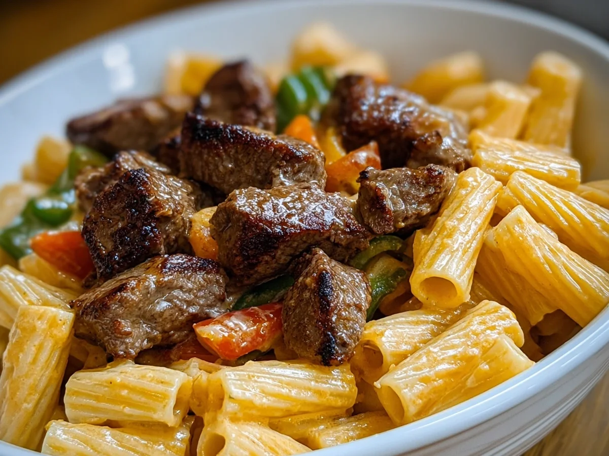 Cajun Steak Tips with Cheesy Rigatoni Sauce - Image 2
