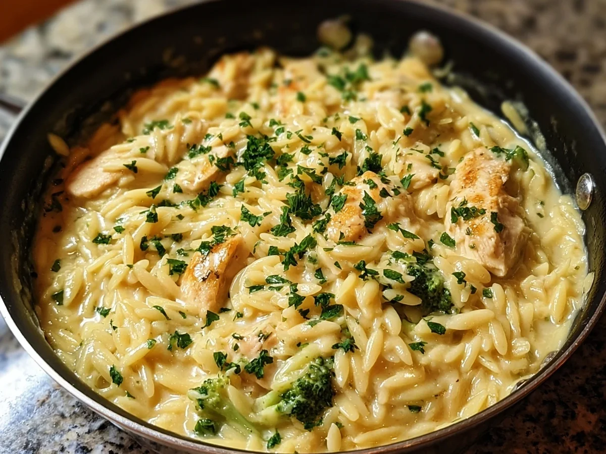 Cheesy Chicken Broccoli Orzo: Creamy One-Pan Dinner - Image 1