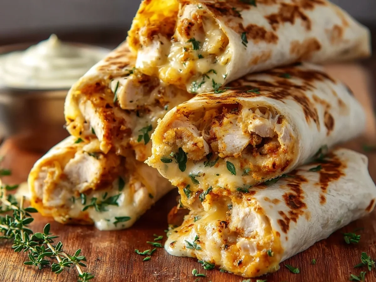 Cheesy Garlic Chicken Wraps: Quick, Gooey, Dinner Win! - Image 1