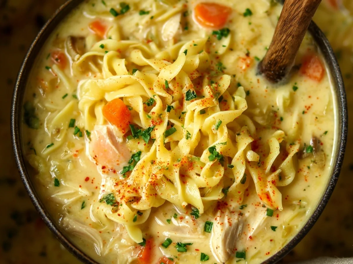 Crack Chicken Noodle Soup: Creamy, Hearty Bowl - Image 2