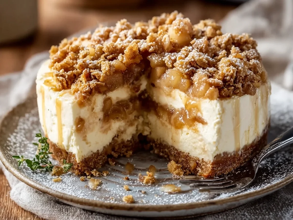 Creamy Apple Crumble Cheesecake: A Homestyle Delight - Image 1