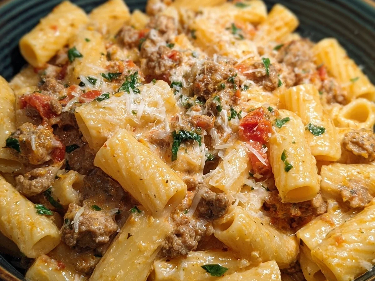 Creamy Beef Sausage Rigatoni for Family Dinner - Image 1
