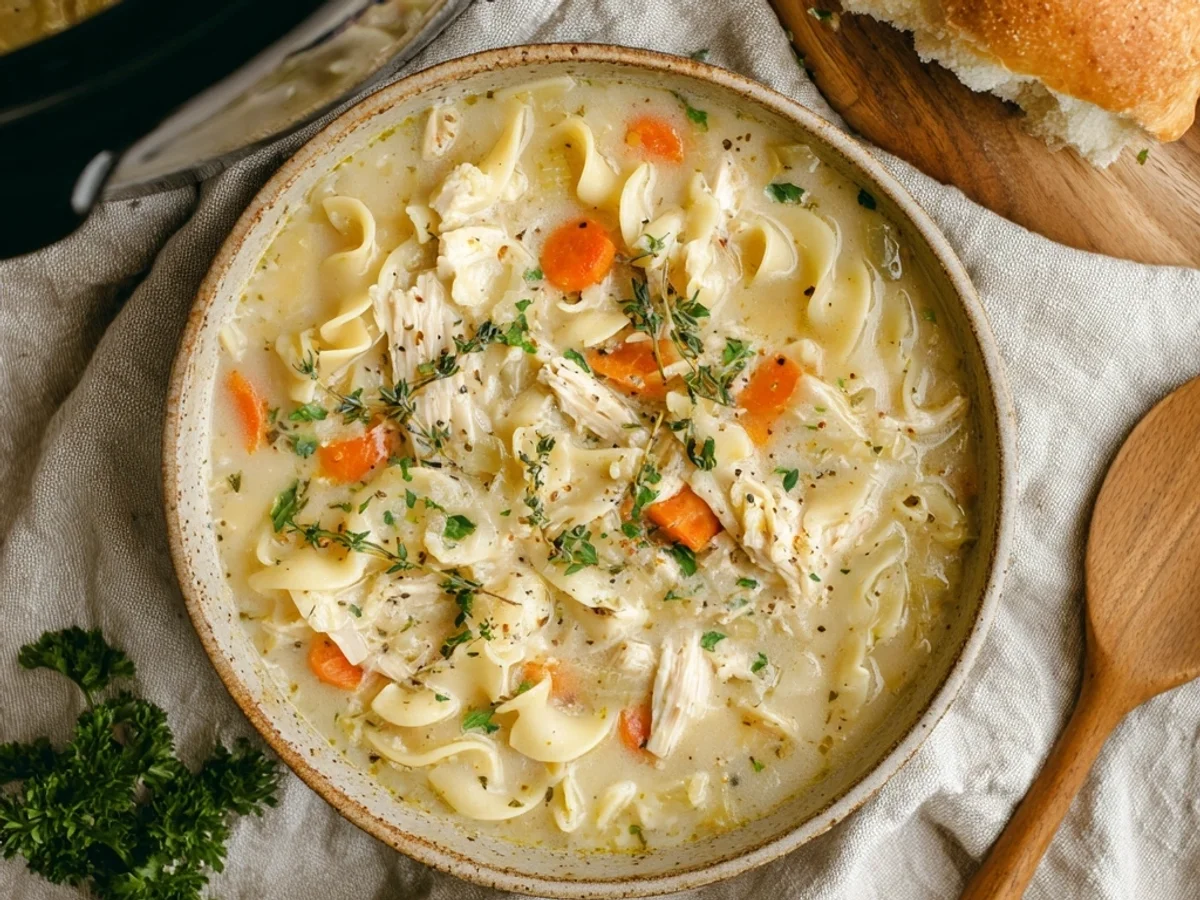 Creamy Chicken Noodle Soup (Crockpot): Slow Cooker Comfort - Image 1