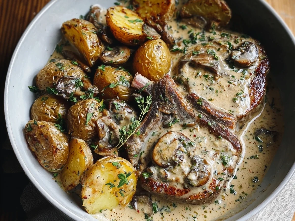 Creamy Garlic Lamb Chops with Roasted Potatoes - Image 2