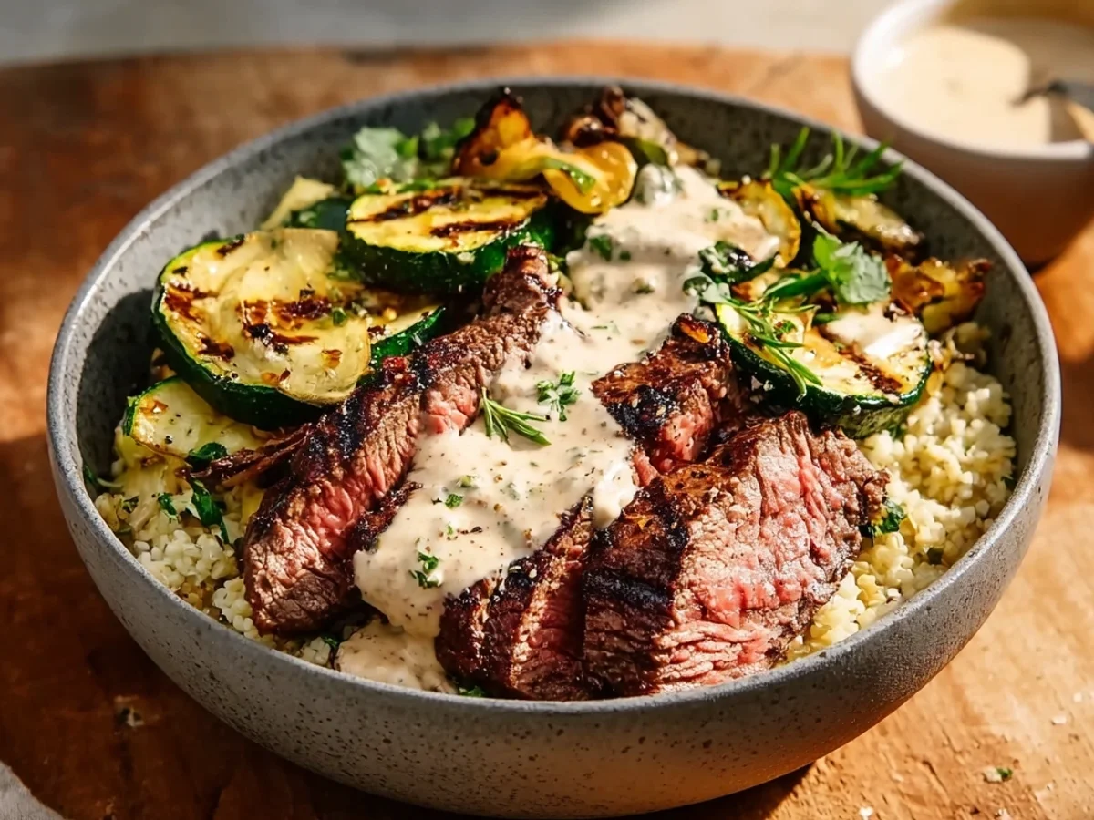 Creamy Grilled Steak Bowl with Zucchini & Herbs - Image 1