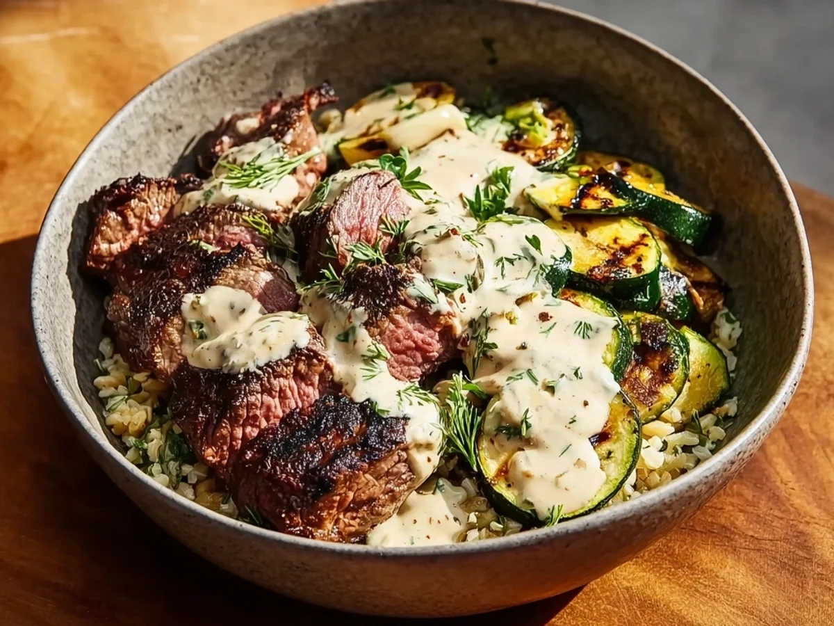 Creamy Grilled Steak Bowl with Zucchini & Herbs - Image 2