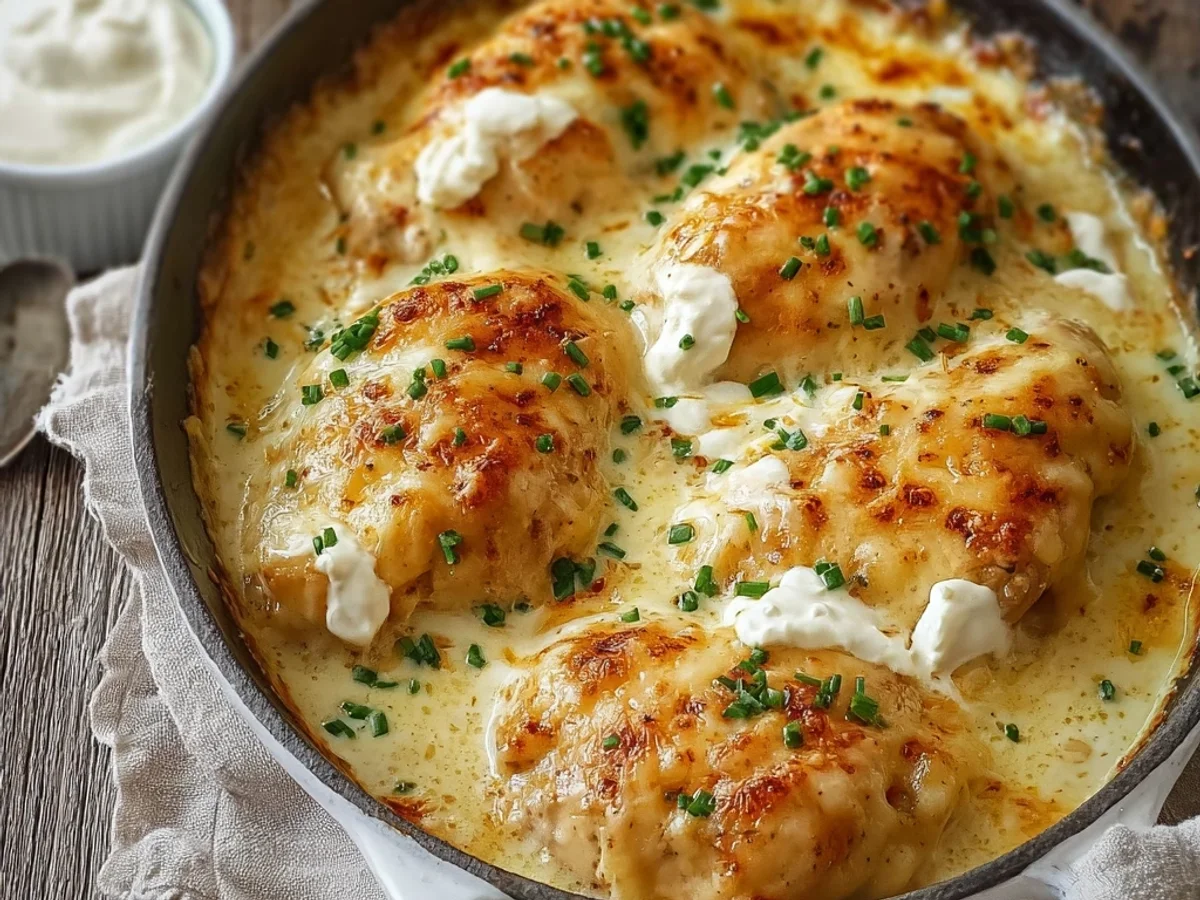 Creamy Smothered Cheesy Sour Cream Chicken Bake - Image 1