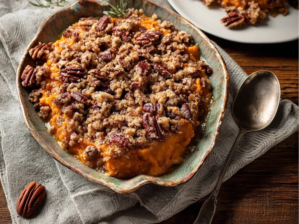 Creamy Sweet Potato Casserole with Crunchy Pecan Topping - Image 2