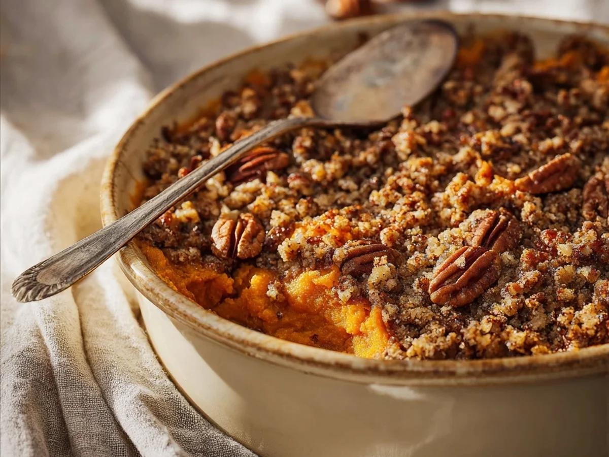 Creamy Sweet Potato Casserole with Pecan Crunch - Image 1