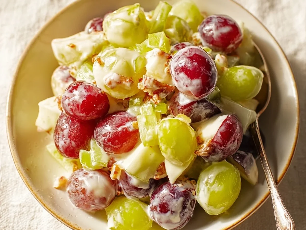 Creamy Vanilla Grape Apple Salad: A Sweet Crunch - Image 1