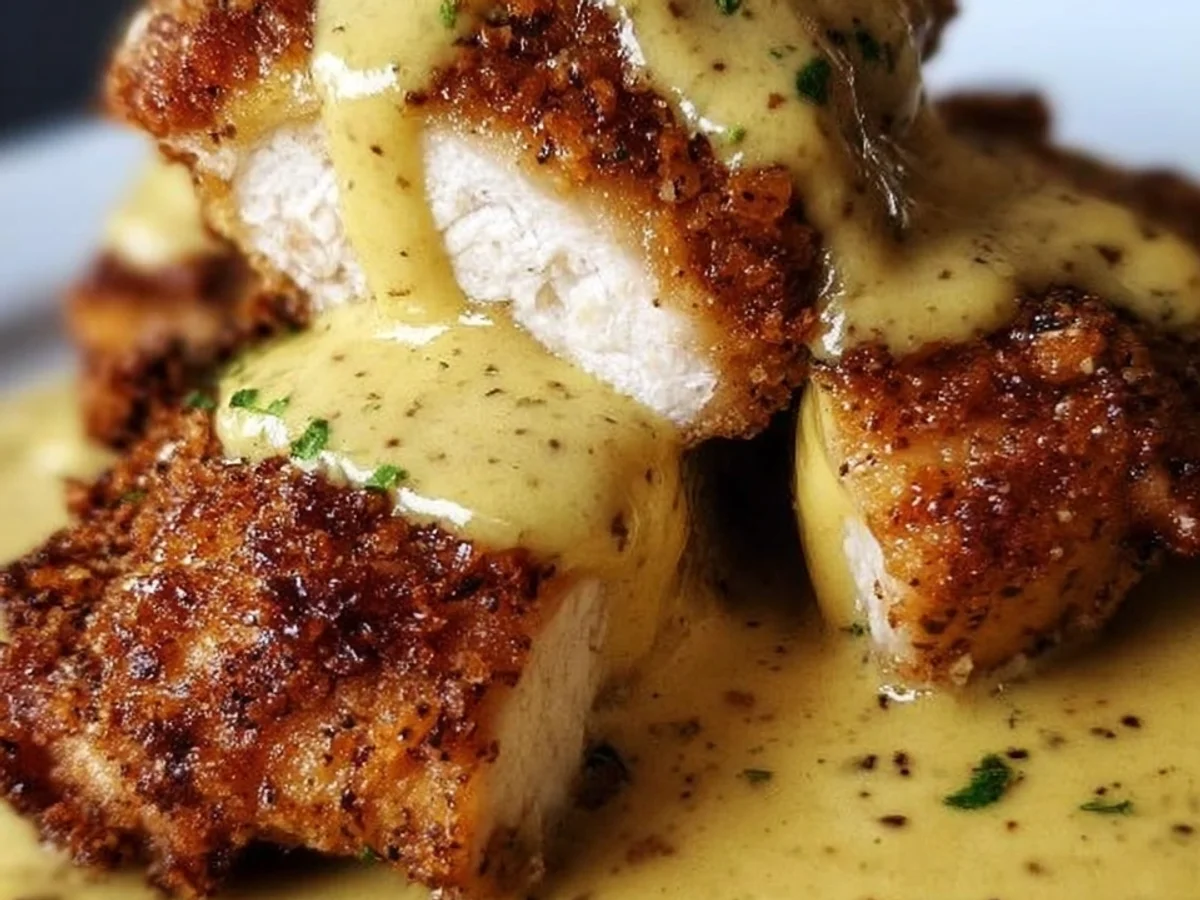 Crispy Pretzel Chicken with Tangy Mustard-Cheddar - Image 1