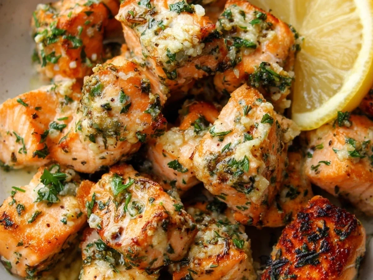 Easy Garlic Butter Salmon Bites Recipe - Image 1