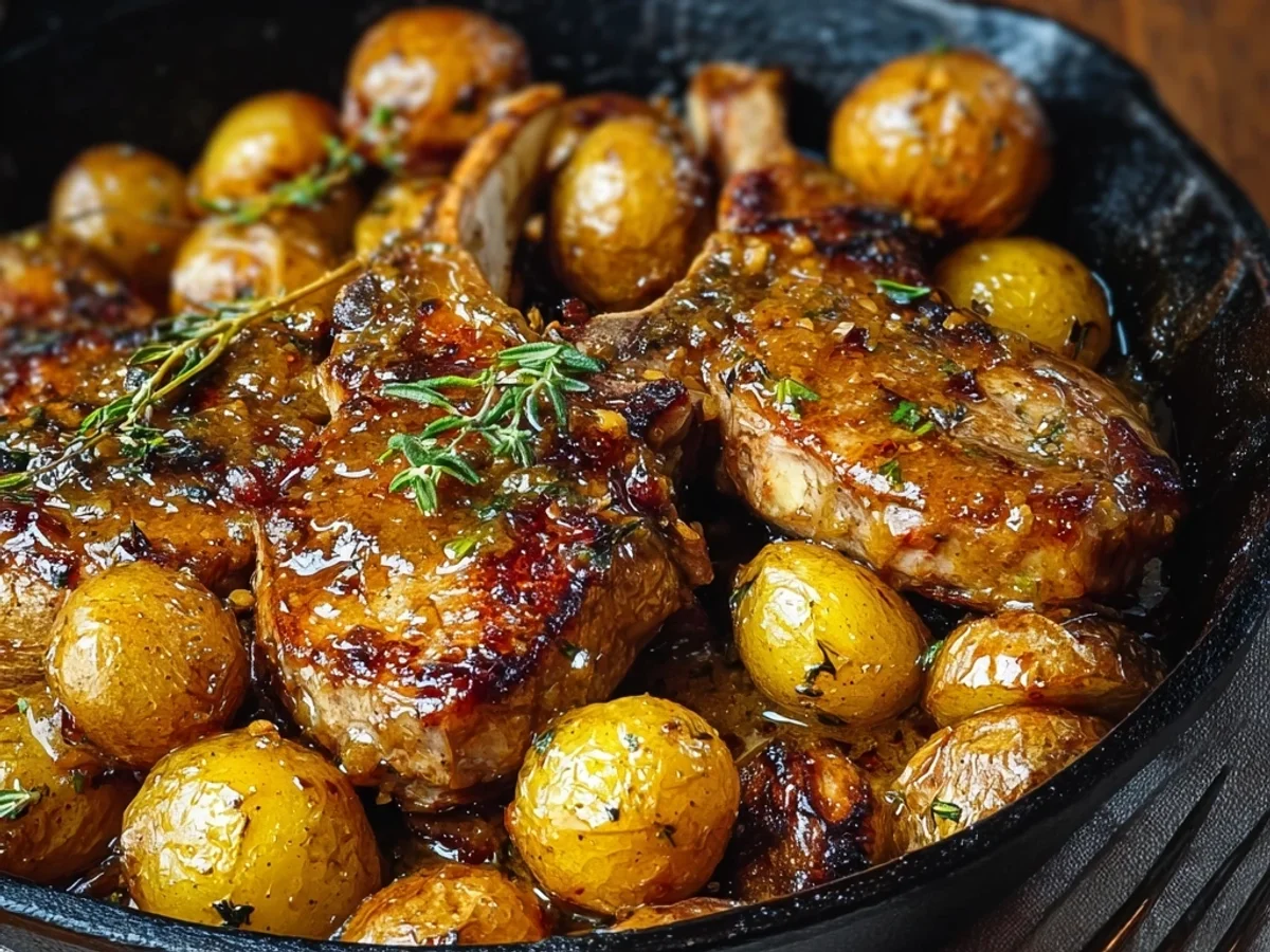 Easy Honey Mustard Lamb Chops and Potatoes Skillet - Image 2