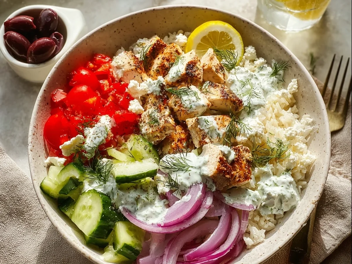 Flavorful Greek Chicken Bowls: A Sunny Weeknight Meal - Image 1
