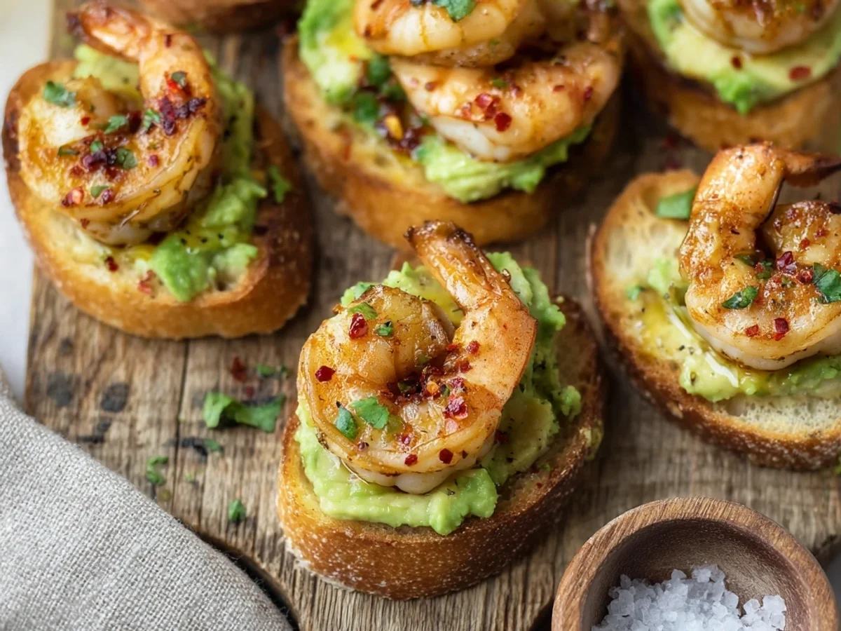 Fresh Garlic Shrimp Crostini with Zesty Avocado - Image 1