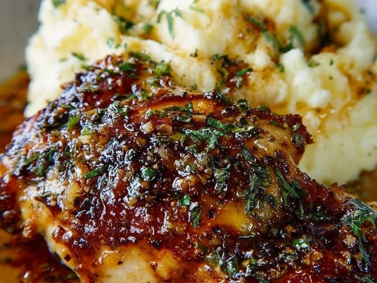 Glazed Garlic Herb Chicken & Creamy Mashed Potatoes - Image 1
