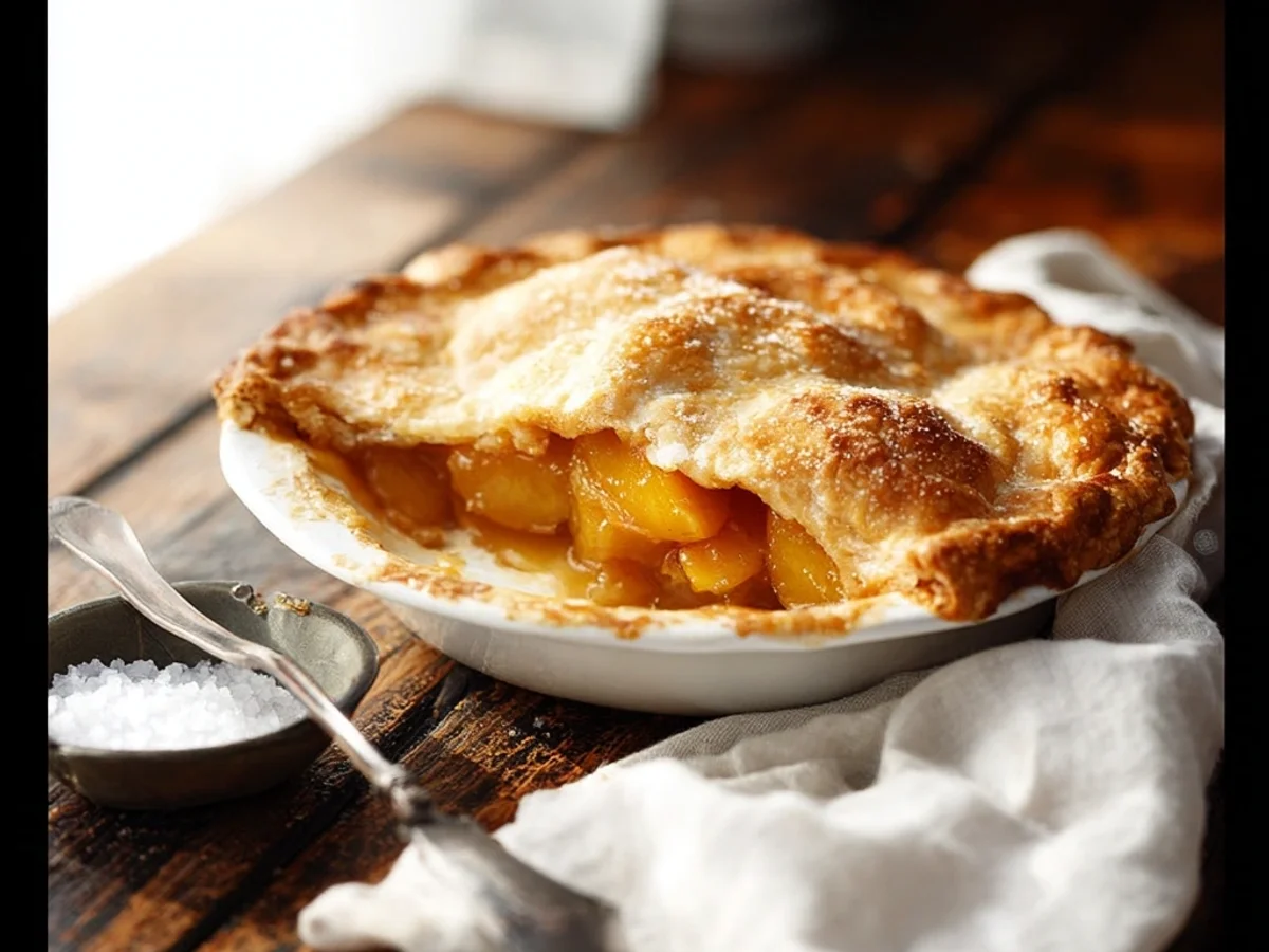 Golden Peach Pie, a Hint of Cardamom Magic - Image 1
