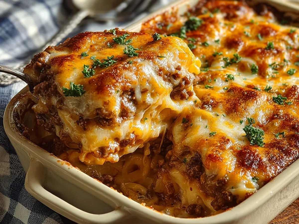 Hearty Cheesy Hamburger Casserole: A Family Favorite - Image 1