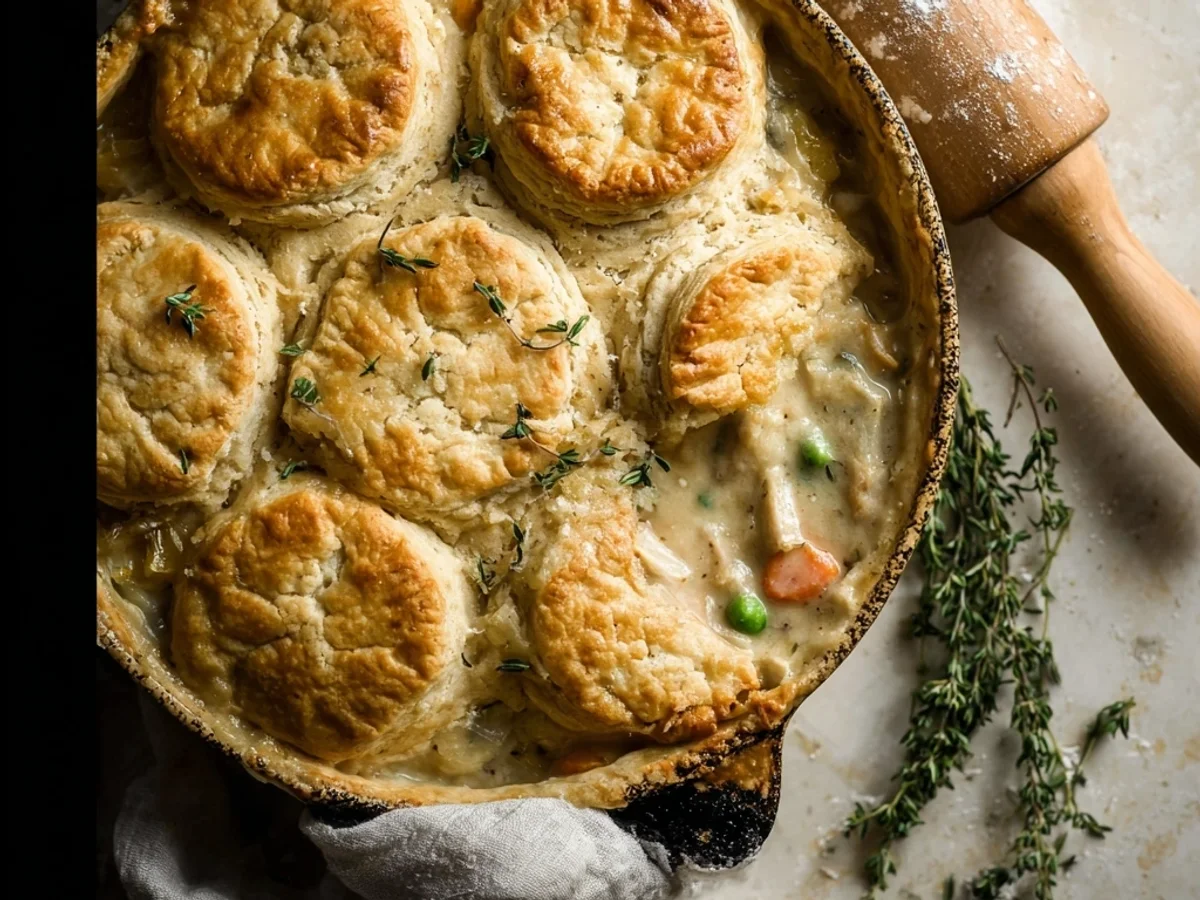 Hearty Chicken Pot Pie with Fluffy Biscuits - Image 1