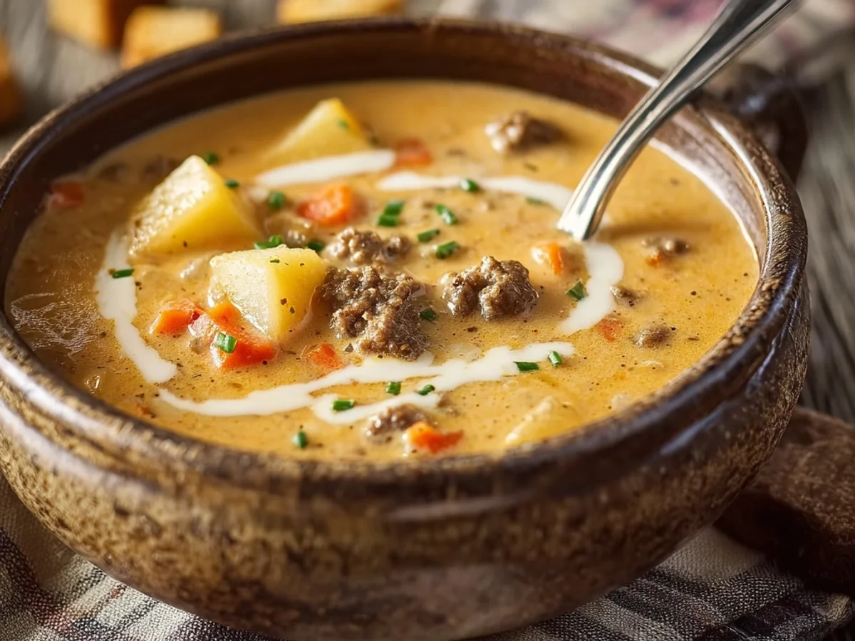 Hearty Crockpot Cheeseburger Soup for Easy Dinners - Image 1