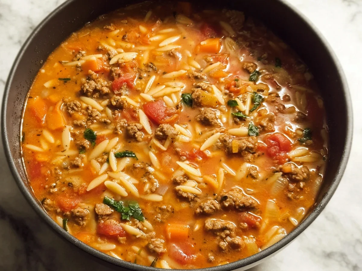 Hearty Hamburger Orzo Soup: Quick Weeknight Meal - Image 1