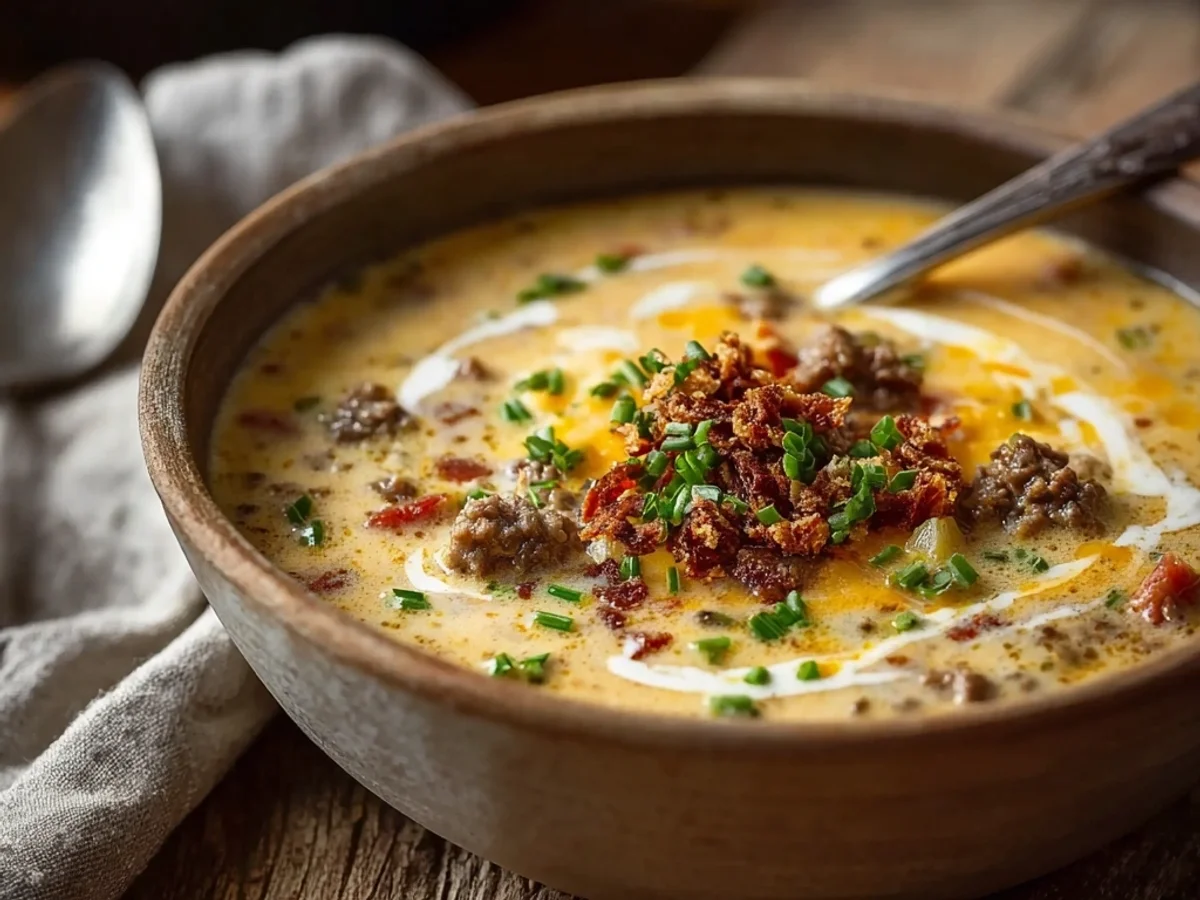 Hearty Loaded Cheeseburger Soup: Easy Dinner Fix - Image 1