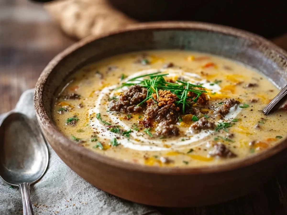 Hearty Loaded Cheeseburger Soup: Easy Dinner Fix - Image 2