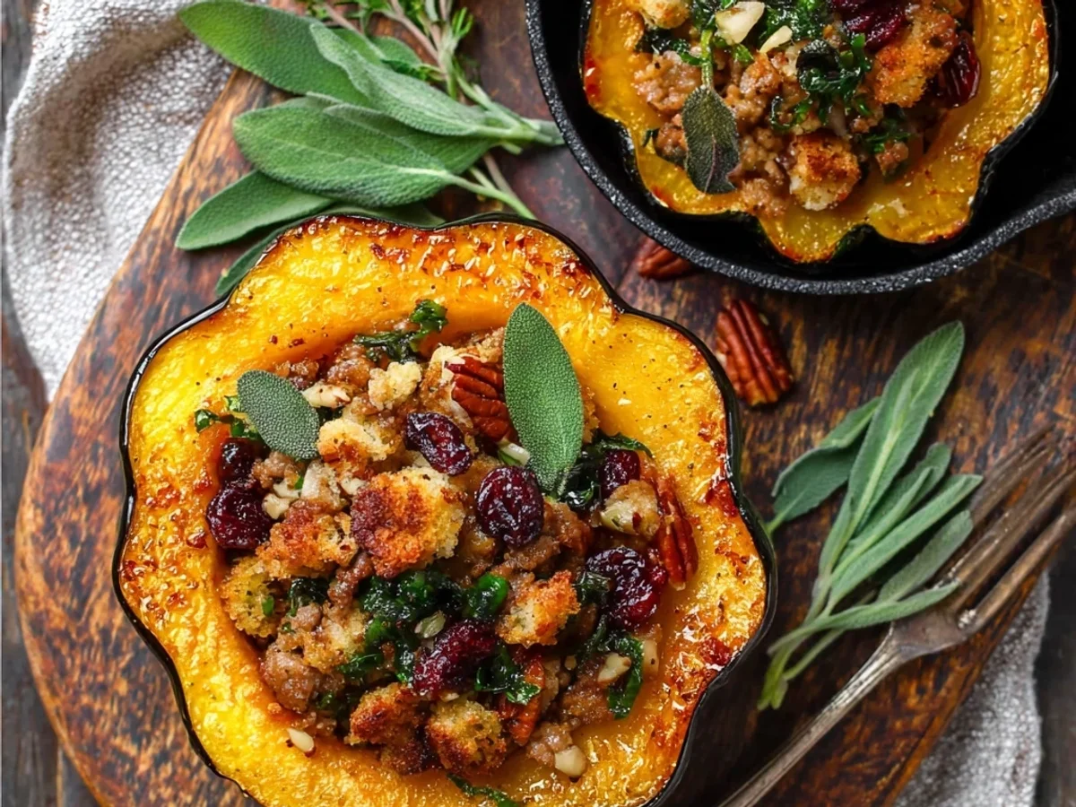 Hearty Sausage Stuffed Acorn Squash for Fall Evenings - Image 1