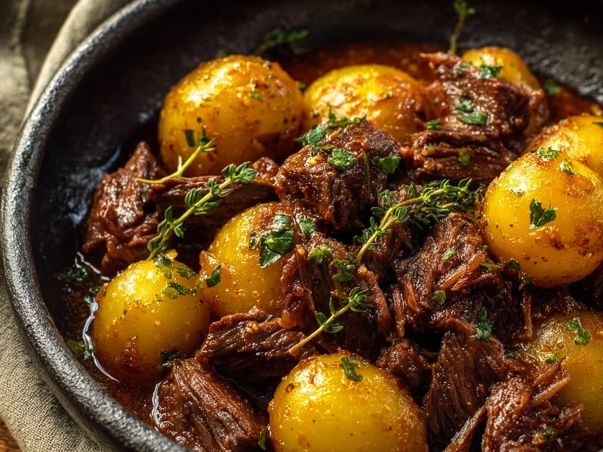 Hearty Slow Cooker Garlic Beef & Potatoes Dinner - Image 1