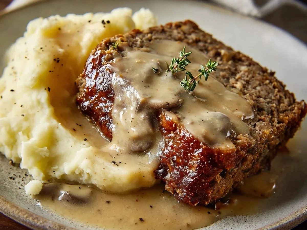 Homestyle Meatloaf with Rich Mushroom Gravy - Image 1