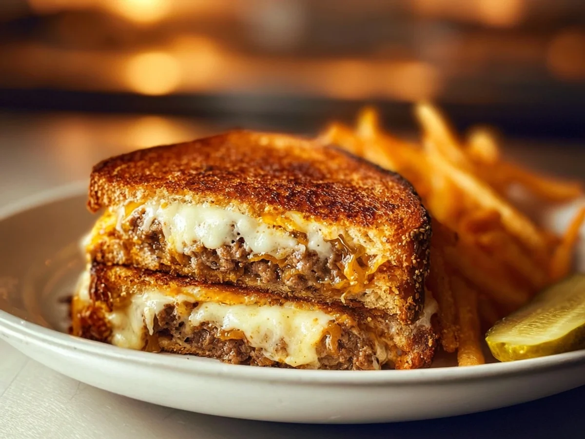 Homestyle Patty Melt: Crispy Onions, Cheesy Goodness - Image 1