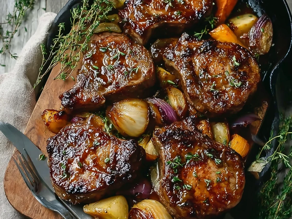 Juicy Apple Butter Lamb Chops with Rosemary - Image 1