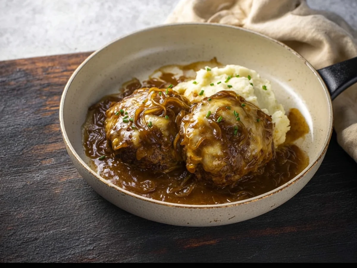 Rich French Onion Salisbury Steak Dinner - Image 1