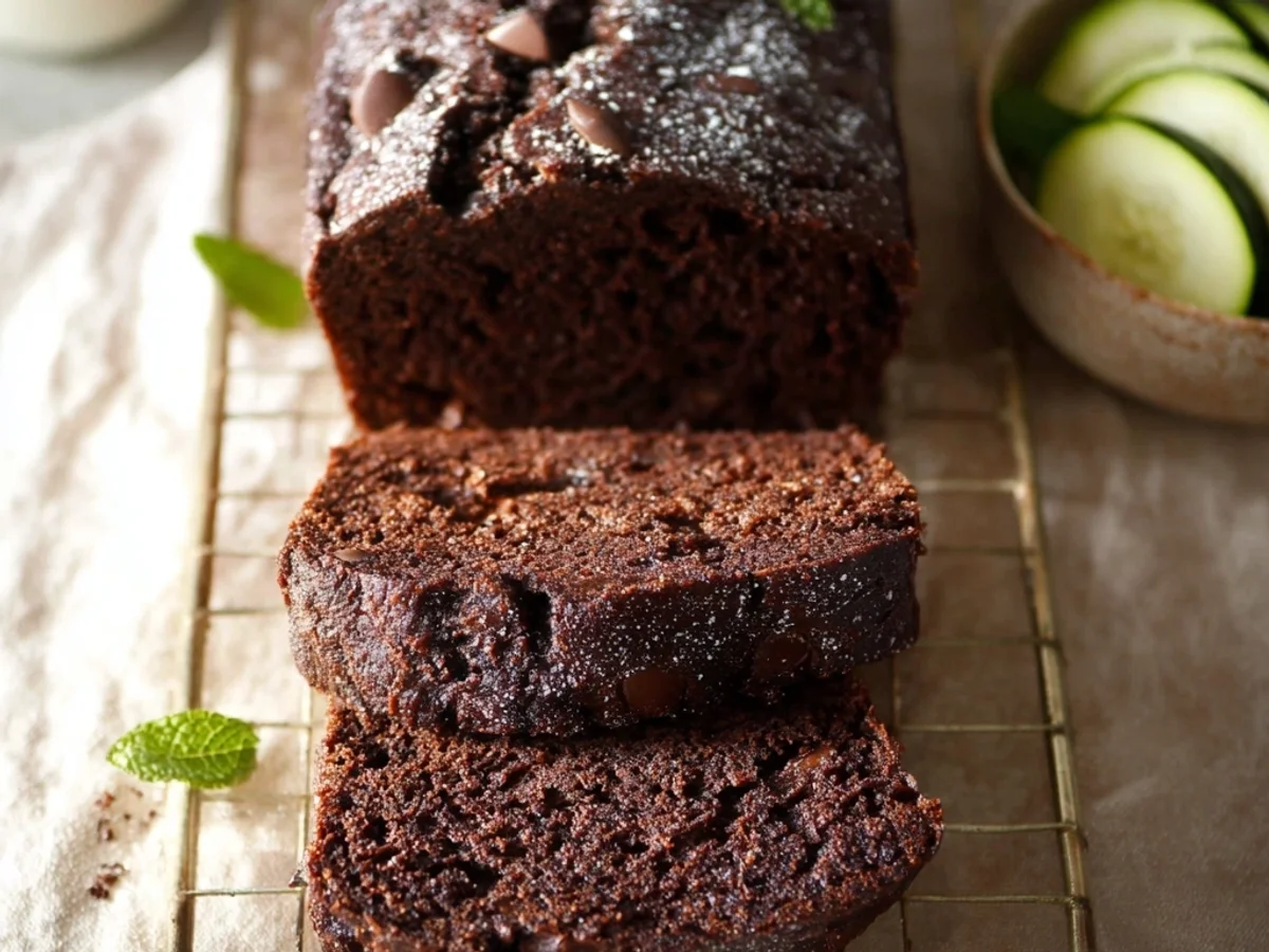 Rich Moist Chocolate Zucchini Bread Loaf - Image 1