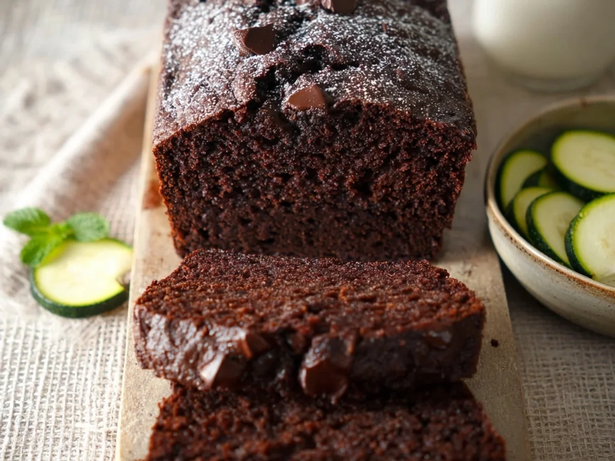 Rich Moist Chocolate Zucchini Bread Loaf - Image 2