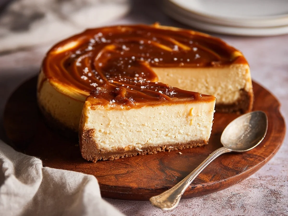 Rich Salted Caramel Cheesecake: A Decadent Delight - Image 1