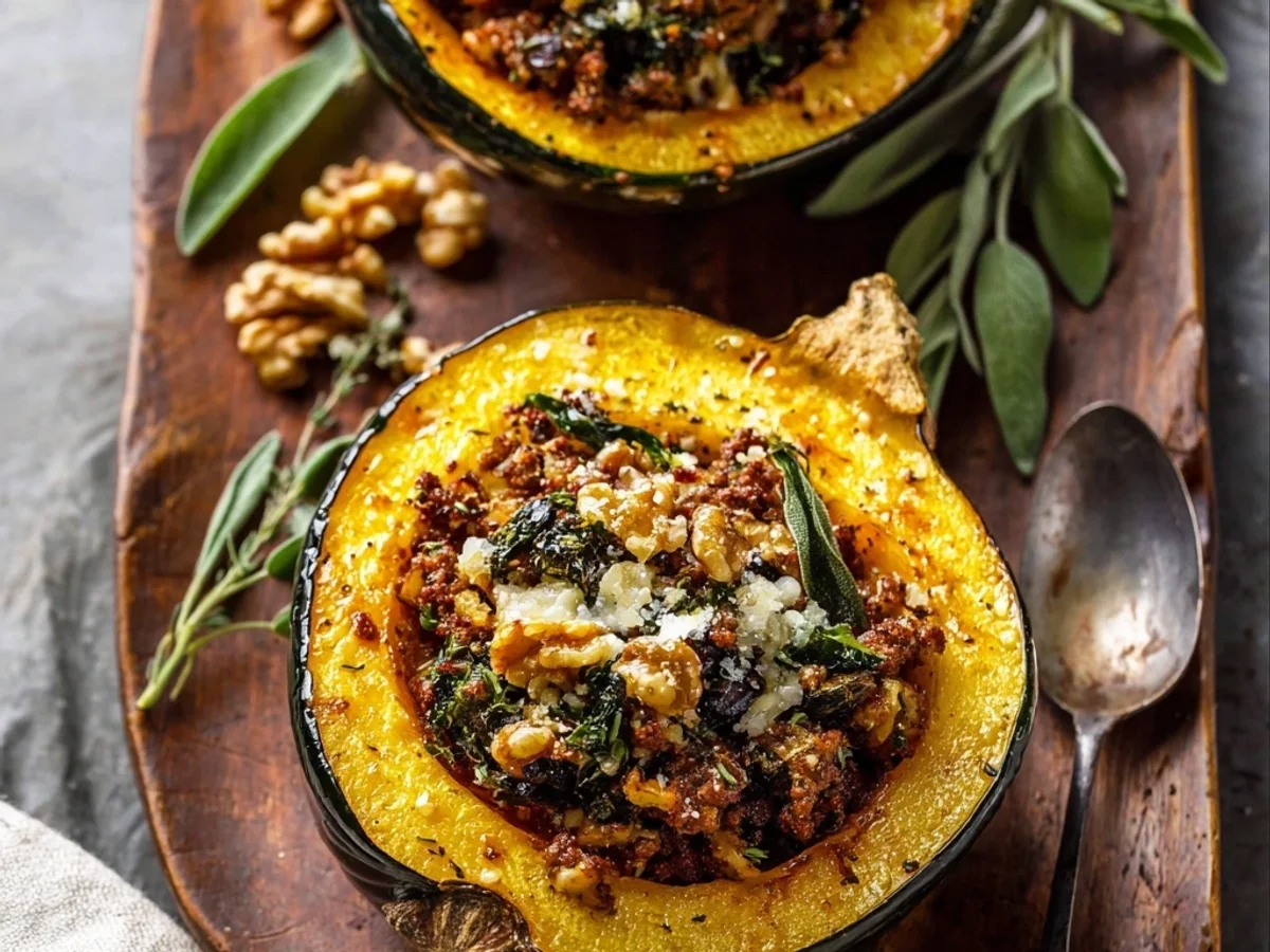 Rustic Beef Sausage Stuffed Acorn Squash: Hearty Dinner - Image 2