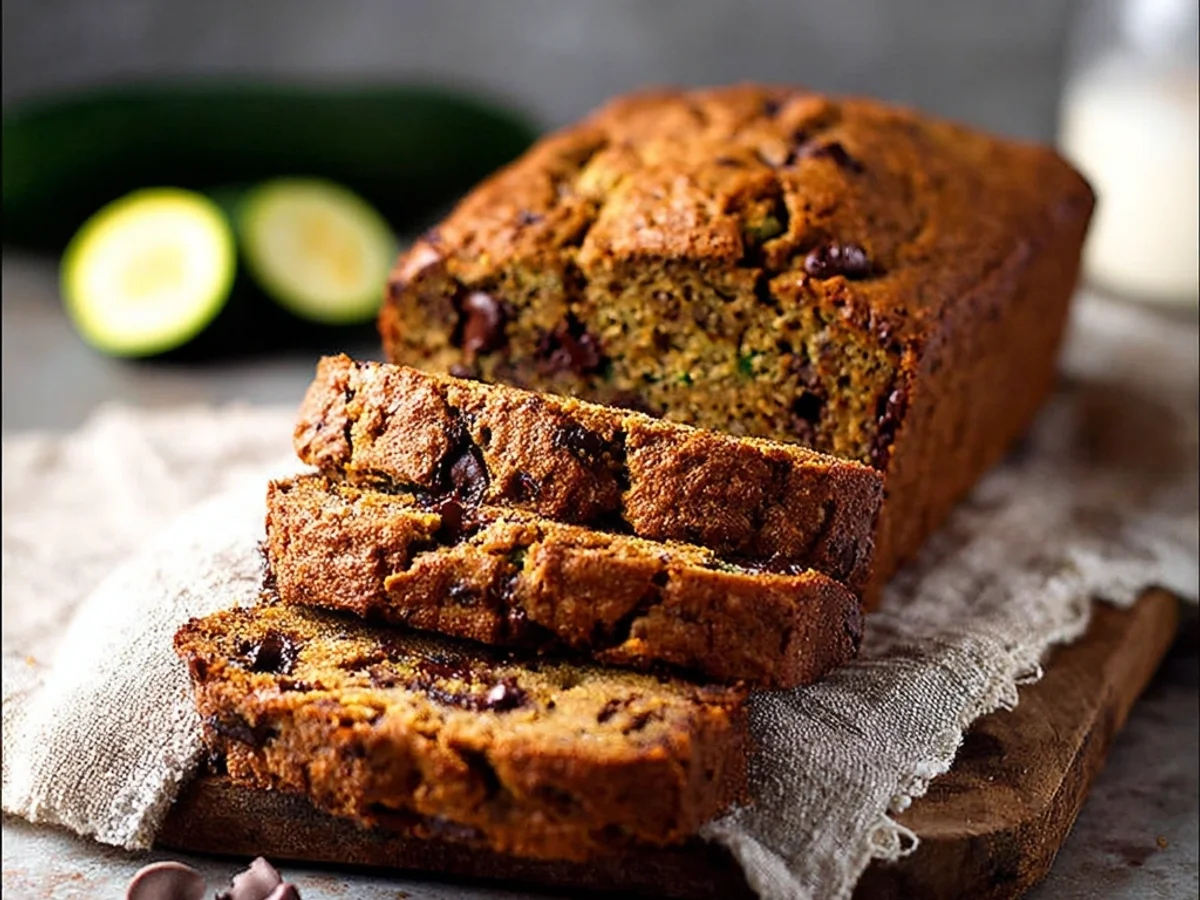 Rustic Chocolate Chip Zucchini Bread: Garden Fresh Delight - Image 1