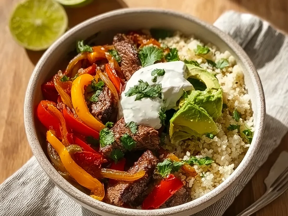 Savory Steak Fajita Bowl: High-Protein, Low-Carb Dinner - Image 1