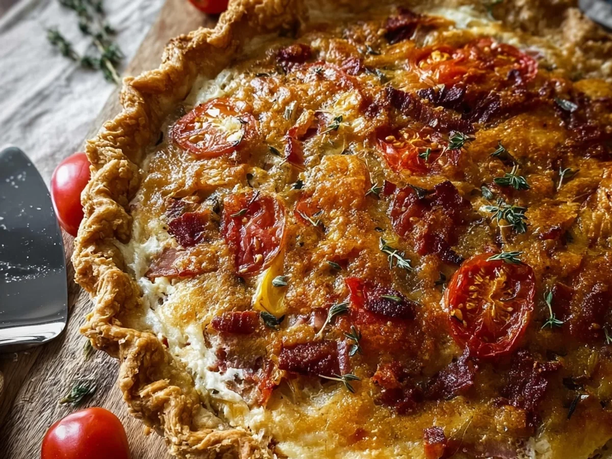 Savory Turkey Ham & Tomato Pie: A Rustic Dinner Bake - Image 1