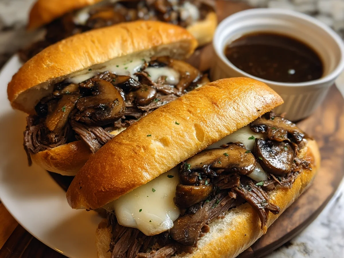 Slow Cooker French Dip Sandwiches with Garlic Mushrooms - Image 2