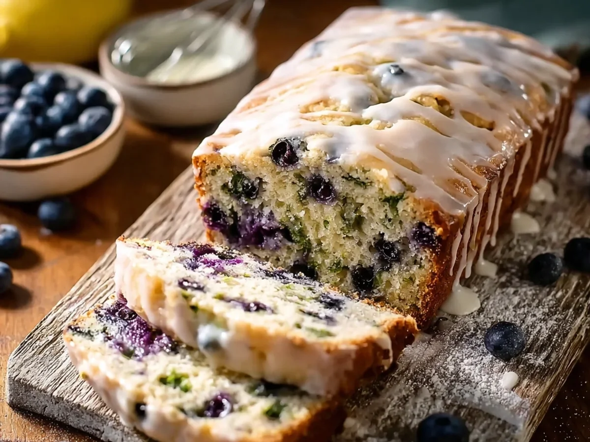 Tangy Blueberry Zucchini Bread with Lemon Glaze - Image 1