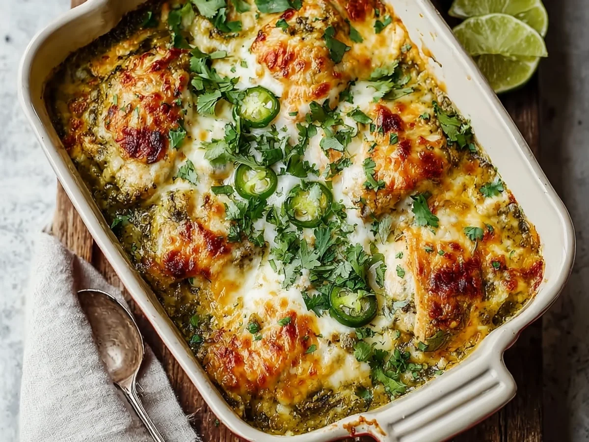 Tangy Salsa Verde Chicken Casserole: A Zesty Bake - Image 1