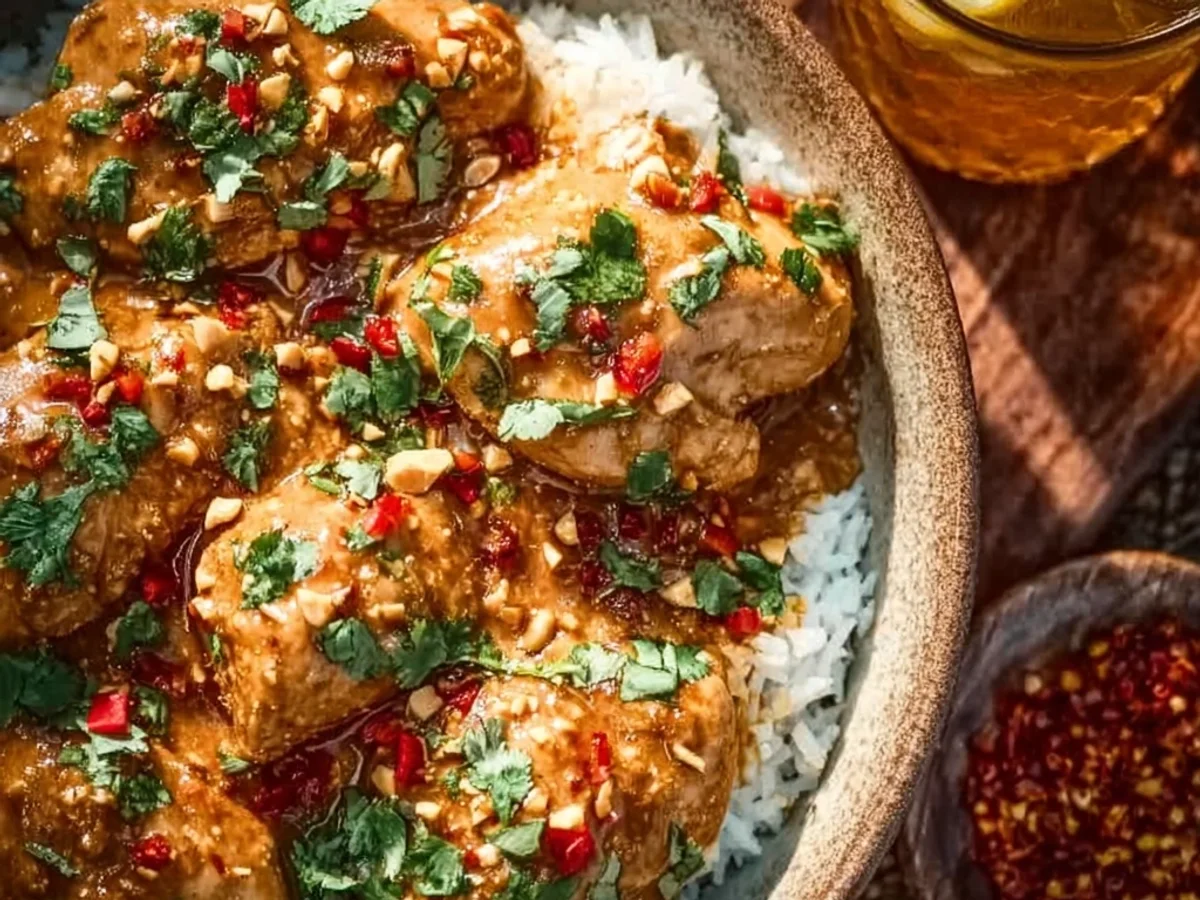Tender Crockpot Thai Peanut Chicken for Easy Dinners - Image 1