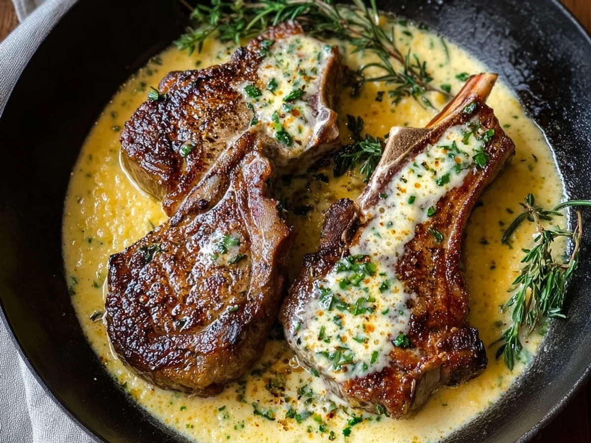 Tender Lamb Chops in Creamy Garlic Sauce - Image 1