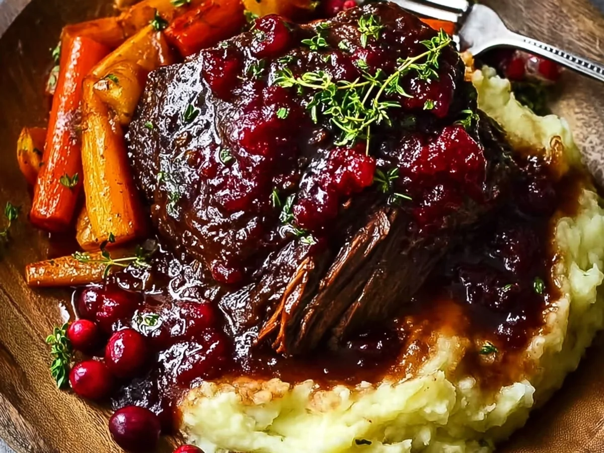 Tender Slow Braised Beef Roast with Cranberry Glaze - Image 1