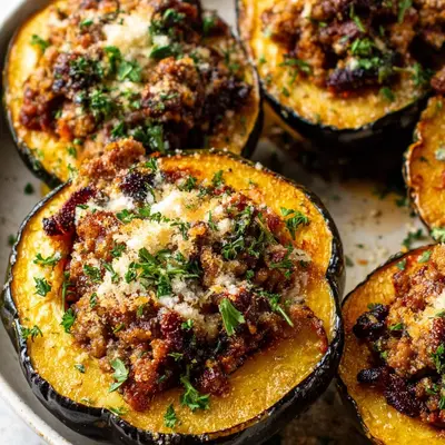 Beef Sausage Parmesan Stuffed Acorn Squash