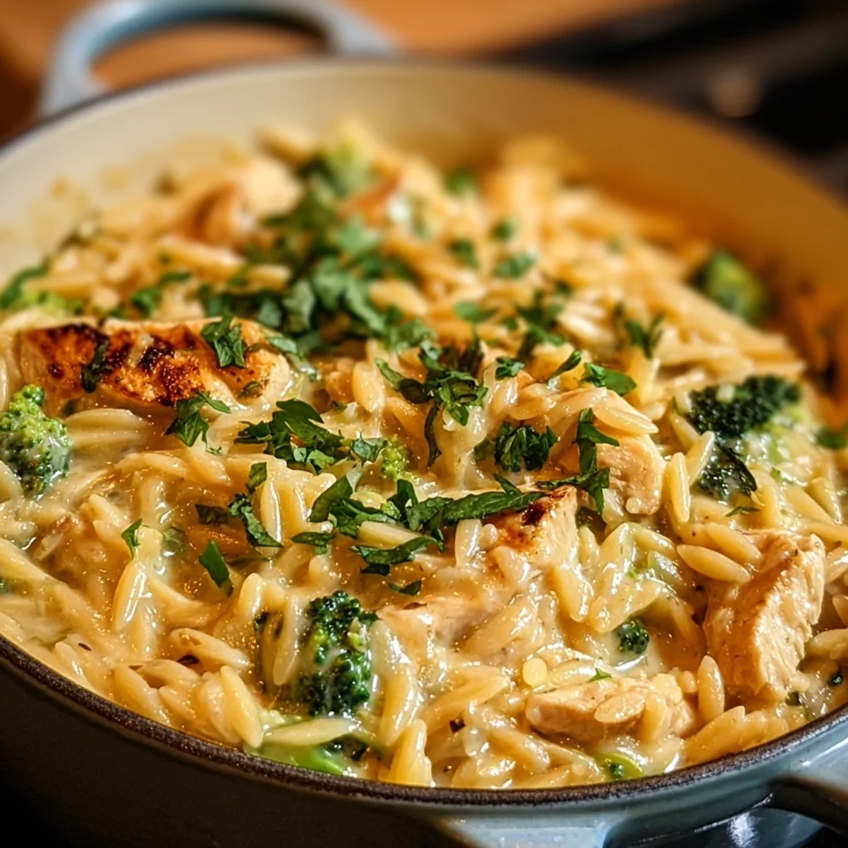 Cheesy Chicken Broccoli Orzo: Creamy One-Pan Dinner