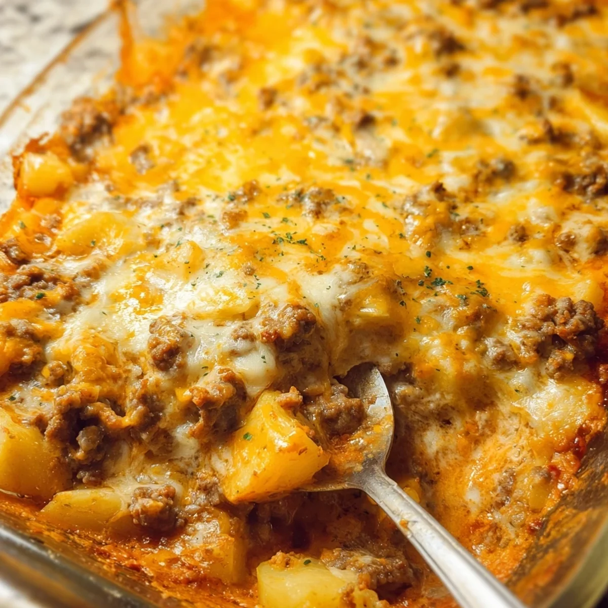 Cheesy Ground Beef & Potato Casserole