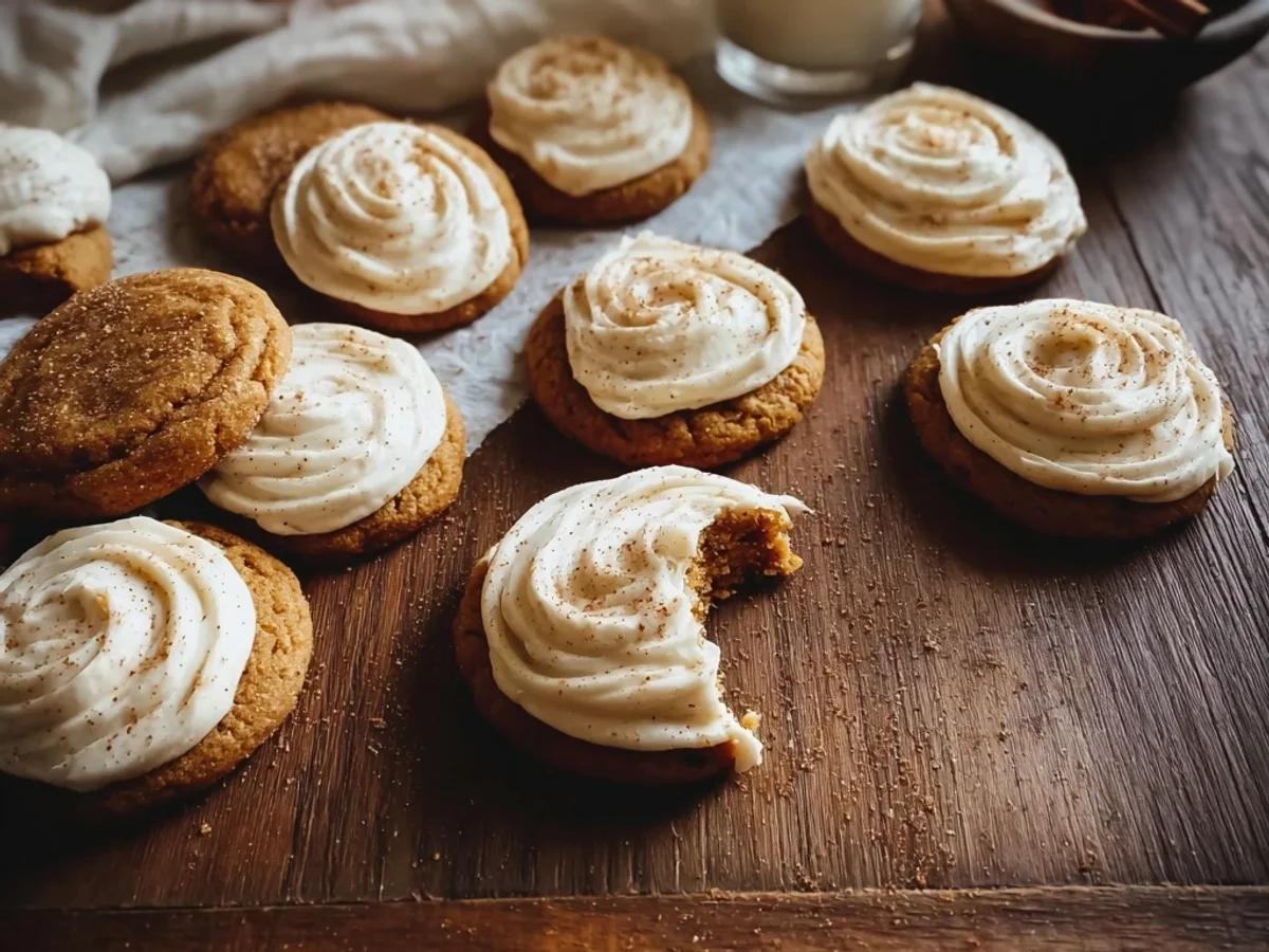 Chewy Pumpkin Sugar Cookies with Cream Cheese Frosting - Featured Image